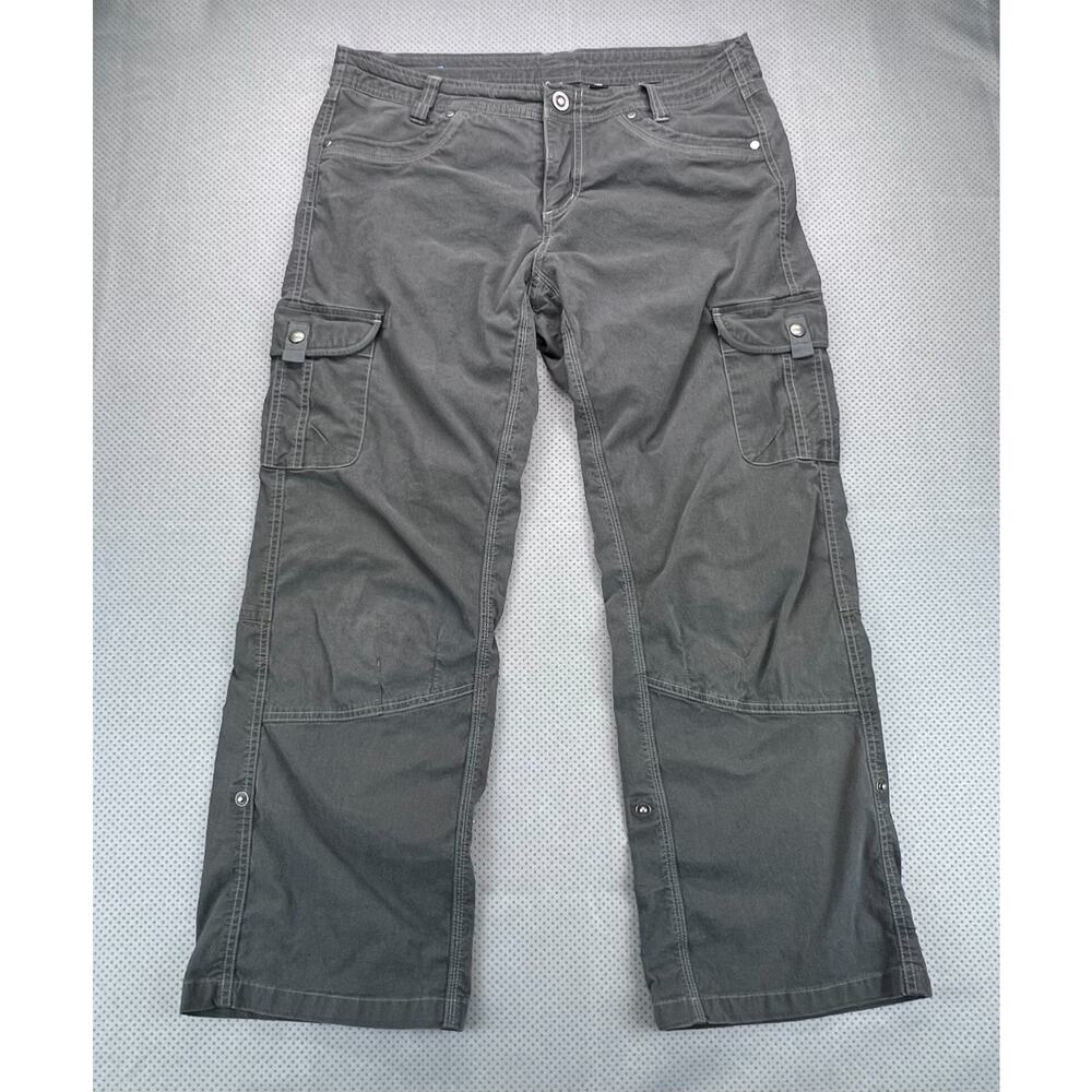 Kuhl Cargo Pants Womens 12 Regular Gray Roll-up Hem Hiking Nylon Stretch Blend